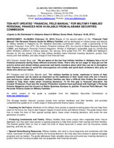ALABAMA SECURITIES COMMISSION Post Office Box[removed]Montgomery, Alabama[removed]Telephone: ([removed]or[removed]Fax: ([removed]Email: [removed] Website: www.asc.alabama.gov