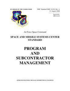 BY ORDER OF THE COMMANDER  SMC Standard SMC-S-019, Rev A