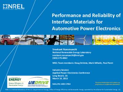 Performance and Reliability of Interface Materials for Automotive Power Electronics (Presentation), NREL (National Renewable Energy Laboratory)