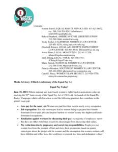 Contacts: Noreen Farrell, EQUAL RIGHTS ADVOCATES: [removed], ext. 398; [removed]after hours) [removed] Robyn Shepherd, AMERICAN CIVIL LIBERTIES UNION[removed]; [removed]