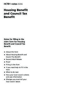 HCTB1 notes[removed]Housing Benefit and Council Tax Benefit