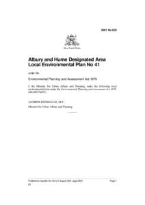 2001 No 602  New South Wales Albury and Hume Designated Area Local Environmental Plan No 41
