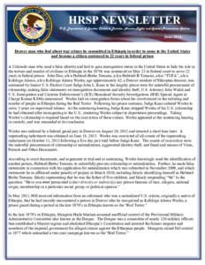 HRSP NEWSLETTER U.S. Department of Justice, Criminal Division, Human Rights and Special Prosecutions Section June[removed]JUNE 2013