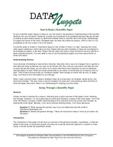 Nuggets  DATA How to Read a Scientific Paper