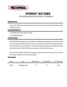 HYDREX™ A/C TABS Air Conditioning Drain Pan & Drain Line Treatment  DESCRIPTION: