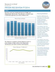 Research in Brief November 2014 PRISON RECIDIVISM FY2014 TREND Recidivism rates have steadily declined since FY2009, and