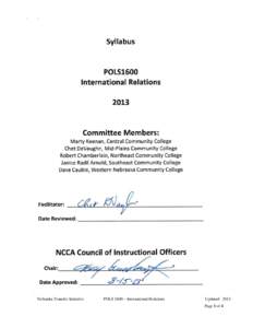 Nebraska Transfer Initiative  POLS 1600 – International Relations Updated: 2013 Page 1 of 4
