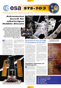 STS -103 Die Rolle der Europäischen Weltraumorganisation bei der neuen Mission zur Wartung des Weltraumteleskops Astronauten bereit für schwierigen