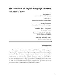 The Condition of English Language Learners in Arizona: 2005