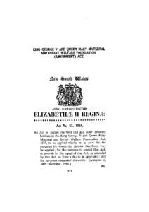 KING GEORGE V AND QUEEN MARY MATERNAL AND INFANT WELFARE FOUNDATION (AMENDMENT) ACT. ANNO SEPTIMO DECIMO