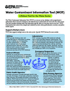 Fact Sheet: Water Contaminant Information Tool - A Robust Tool for the Water Sector
