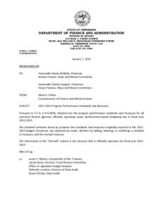 STATE OF TENNESSEE  DEPARTMENT OF FINANCE AND ADMINISTRATION DIVISION OF BUDGET 312 ROSA L. PARKS AVENUE SUITE 1600 WILLIAM R. SNODGRASS TENNESSEE TOWER