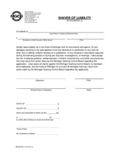 State of Michigan Michigan Gaming Control Board Office of the Executive Director Horse Racing Section 3062 W. Grand Blvd., L-700 Detroit, MI 48202