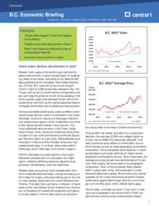 Economics  B.C. Economic Briefing Volume 24 • Issue 20 • Week of May | ISSN: Volume 24 • Issue 17 • Week of April | ISSN: 