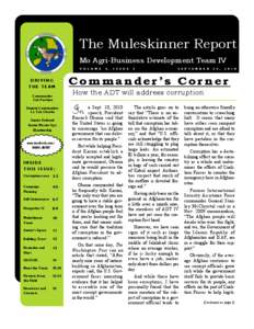 The Muleskinner Report Mo Agri-Business Development Team IV V O L U M E DRIVING THE TEAM