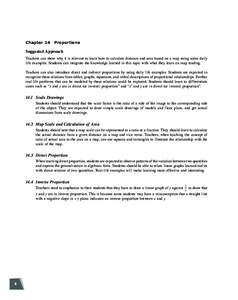 Chapter 14  Proportions  Suggested Approach Teachers can show why it is relevant to learn how to calculate distance and area based on a map using some daily life examples. Students can integrate the knowledge learned i