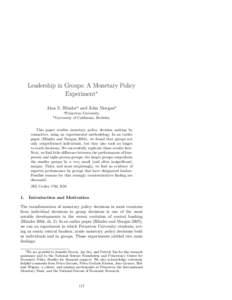 Leadership in Groups: A Monetary Policy Experiment