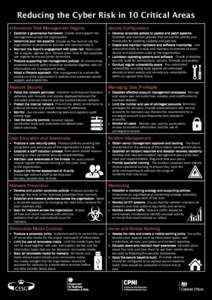 Reducing the Cyber Risk in 10 Critical Areas Information Risk Management Regime Secure Configuration   Establish a governance framework Enable and support risk