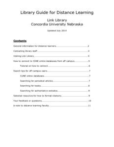 Library Guide for Distance Learning Link Library Concordia University Nebraska Updated July[removed]Contents