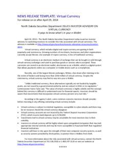 Microsoft Word - Digital Currency News Release waiting approval[removed]doc