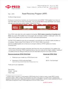 May 1, 2016  Asset Recovery Program (ARP) To Whom It May Concern: 1