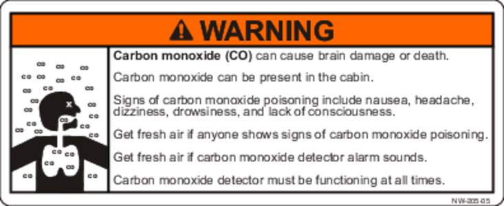 WARNING Carbon monoxide (CO) can cause brain damage or death. CO CO  CO