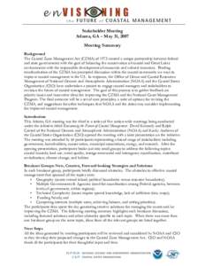 Coastal Zone Management Act / Ecosystem-based management / Watershed management / Coastal management / Adaptation to global warming / Smart growth / United States Army Corps of Engineers / National Oceanic and Atmospheric Administration / Nonpoint source water pollution regulations in the United States / Environment / Earth / Physical geography