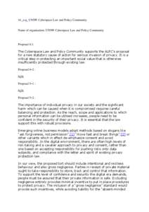 98._org_ UNSW Cyberspace Law and Policy Community  Name of organisation: UNSW Cyberspace Law and Policy Community Proposal 4.1: The Cyberspace Law and Policy Community supports the ALRC‟s proposal