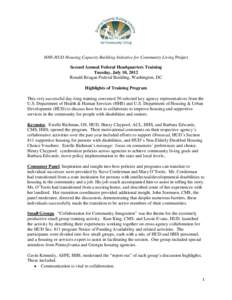 HHS-HUD Housing Capacity Building Initiative for Community Living Project