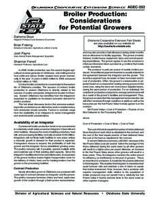 Oklahoma Cooperative Extension Service  AGEC-202 Broiler Production: Considerations