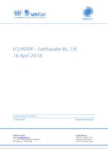ECUADOR – Earthquake MwApril 2016 Population Exposure Analisis 17 April 2016