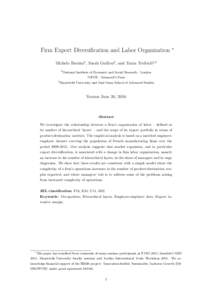 Firm Export Diversification and Labor Organization  ∗ Michele Bernini1 , Sarah Guillou2 , and Tania Treibich2,3 1