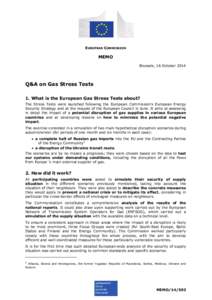 EUROPEAN COMMISSION  MEMO Brussels, 16 October[removed]Q&A on Gas Stress Tests