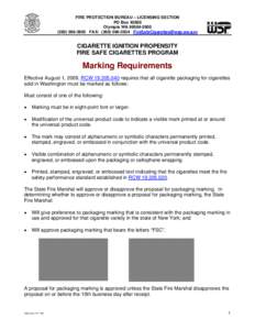 Fire Safe Cigarettes Program - Marking Requirements