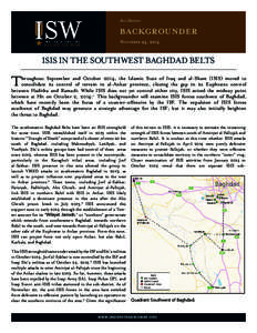 A li Dahlin  BACKGROUNDER November 24, 2014  ISIS IN THE SOUTHWEST BAGHDAD BELTS