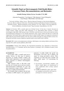 REVIEWS ON ENVIRONMENTAL HEALTH  VOLUME 25, No. 4, 2010 Scientific Panel on Electromagnetic Field Health Risks: Consensus Points, Recommendations, and Rationales