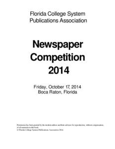 Florida College System Publications Association Newspaper Competition 2014