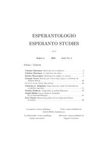 ESPERANTOLOGIO ESPERANTO STUDIES EES