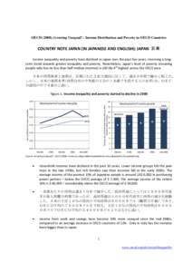 OECD (2008), Growing Unequal? : Income Distribution and Poverty in OECD Countries  COUNTRY NOTE JAPAN (IN JAPANESE AND ENGLISH): JAPAN 日本 Income inequality and poverty have declined in Japan over the past five years,