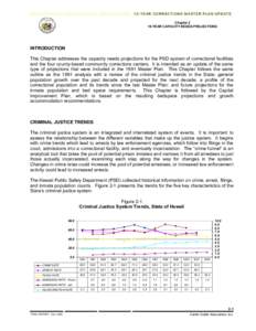 10-YEAR CORRECTIONS MASTER PLAN UPDATE Chapter 2 10-YEAR CAPACITY NEEDS PROJECTIONS INTRODUCTION This Chapter addresses the capacity needs projections for the PSD system of correctional facilities