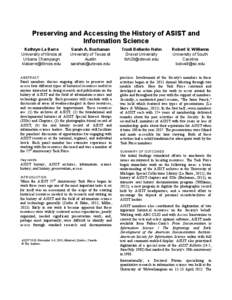 Information / Annual Review of Information Science and Technology / American Society for Information Science and Technology / Library and information science / Information science / Science / Library science