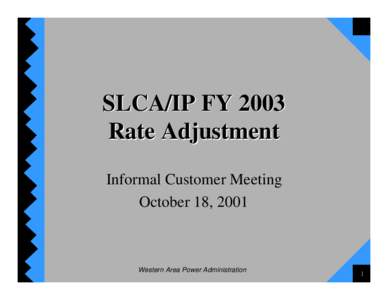 SLCA/IP FY 2003 Rate Adjustment Informal Customer Meeting October 18, 2001  Western Area Power Administration