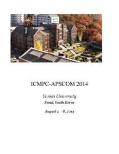 ICMPC-APSCOM 2014 Yonsei University Seoul, South Korea August 4 - 8, 2014  ICMPC-APSCOM 2014