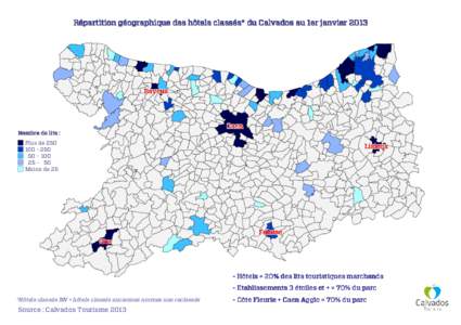 Répartition géographique des hôtels classés* du Calvados au 1er janvier[removed]Bayeux Bayeux  Caen