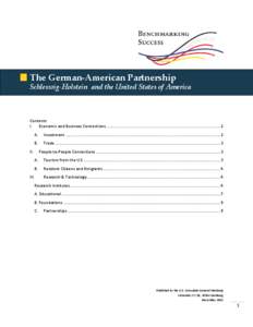 The German-American Partnership  Schleswig-Holstein and the United States of America Contents I. Economic and Business Connections .........................................................................................