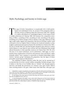 Myth, Psychology, and Society in Grettis saga