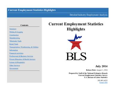 Current Employment Statistics Highlights, July 2014