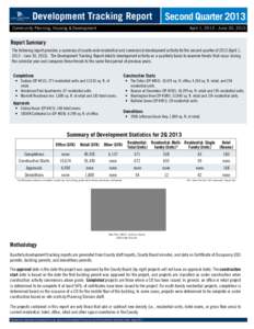 Development Tracking Report  Second Quarter 2013 Community Planning, Housing & Development