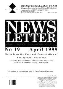 DISASTER SALVAGE TEAM Working Towards Saving Cultural Collections Correspondence to: the Robert McDougall Art Gallery PO Box 2626 Christchurch Phone[removed]Fax[removed]ISS~ N° 1172-8Q49