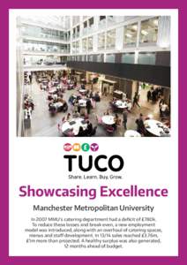 Showcasing Excellence Manchester Metropolitan University In 2007 MMU’s catering department had a deficit of £780k. To reduce these losses and break even, a new employment model was introduced, along with an overhaul o